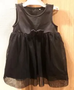 女の子 95cm 黒 チュールワンピース リボン フォーマル ドレス
