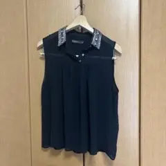 SUPERTRASH ブラックノースリーブシャツ