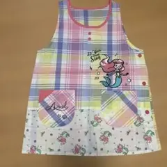 ディズニー　アリエル 保育士エプロン チェック柄