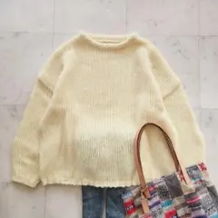 未使用 ミラオーウェン 長袖ニット モヘア 黄色 イエロー ゆったりめ 厚手