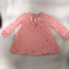 Branshes ドット柄 長袖ワンピース ピンク 110
