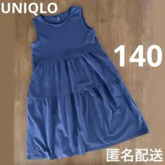 【140cm】　UNIQLO　ノースリーブ　ワンピース　ネイビー