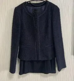 UNTITLEDノーカラースカートスーツ　ネイビー濃紺　Ｓ　セレモニーフォーマル