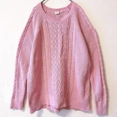 GAP ケーブルニット セーター XL ピンク コットン100% レディース