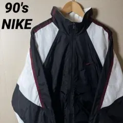 90s NIKE ナイロンジャケット 切替 黒白 L ビッグ