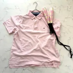 【トミーヒルフィガー】 ポロシャツ 半袖 ワンポイントロゴ ピンク L/G