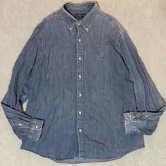XXL 大きいサイズ　現行ラルフローレン　デニムシャツ　インディゴ　長袖　メンズ