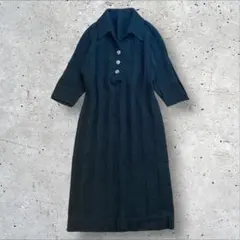 vintage ニットワンピース 五分袖 クラシック