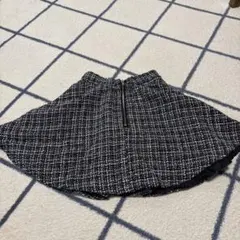 ツイードフレアミニスカート ブラック大人S