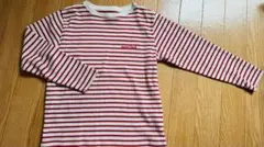 mont-bell 赤と白のストライプ 長袖カットソー