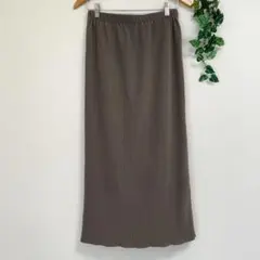グレー 細プリーツ タイトスカート ロングスカート ナロースカート ナチュラル