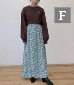 ヴァニーユー花柄マーメイドスカート 花柄スカート　オールシーズン　グリーン　 Fのサムネイル