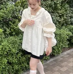 【美品】jumelle ジュメロ コットンレースブラウス アイボリーのサムネイル