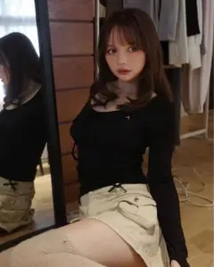 andmary Manon ribbon tops black - メルカリ