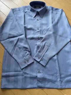 新品 GIANNI VALENTINO 長袖Mブルーストライプ光沢 ドレスシャツ