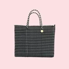 【美品】【完売品】Letra レトラ メルカドバッグ XS 黒×白 ミニチェック