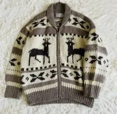 大人気‼️ジェムボニー　カウチンセーター ブラウン ノルディック総柄 カナダ