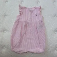 Ralph Lauren ピンクストライプロンパース 3ヶ月用