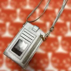 ⭐️ MERRIMENT シルバー スマホ ショルダーバッグ スリム ウォレット