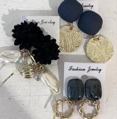 3点セット　732 ハンド　メイド　樹脂　金属　ピアス　イヤリング　まとめ売りのサムネイル