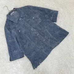 日本製 (M・L相当) ５部袖薄手シャツ 麻混 胸ポケット スダンダードカラー