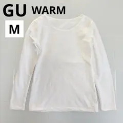 GU WARM ウォームコットンブレンドクルーネックＴ M 白 裏起毛