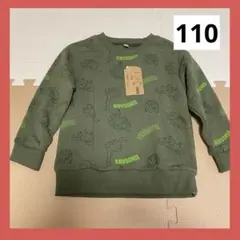 01.裏起毛トレーナー　薄手　恐竜　ダイナソー　グリーン　緑