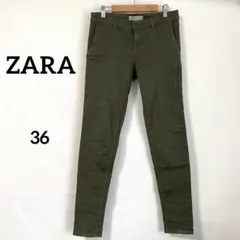 【ザラ】スキニーパンツ 36 カーキ デニム カジュアル オシャレ 秋冬