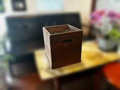 木製 火鉢 銅落とし付き 角型 伝統工芸品 大正昭和アンティーク（灰付き）のサムネイル
