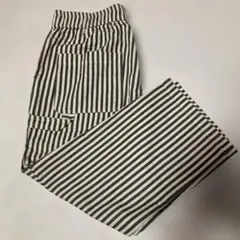 MONO-MART ボーダーペインターパンツ　サイズM 生成り×グレーのサムネイル