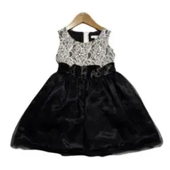 キャサリンコテージ ノースリーブ ドレス 120cm 女の子 花柄レース 黒 白