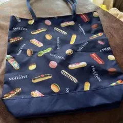 スイーツ柄 トートバッグ　フォション　ネイビー FAUCHON