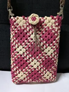 エコクラフトバンドのスマホポーチ　スマホショルダー