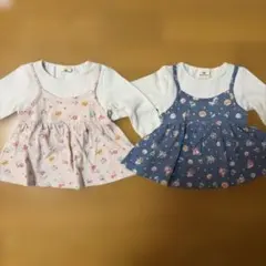 アンパンワンピース　長袖　春　双子　色違い