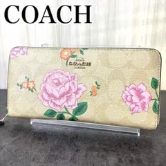 ‪☆極美品‪☆ COACH シグネチャー フローラル ラウンドファスナー 長財布のサムネイル