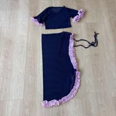 ベリーダンス レッスン着 セットアップ ネイビー×ピンクのサムネイル
