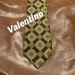 -valentino-ネクタイ/花柄/ペイズリー柄/ネイビー/ゴールド