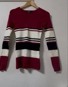 新品同様salire マルチボーダー Vネックニット Mサイズ 未使用