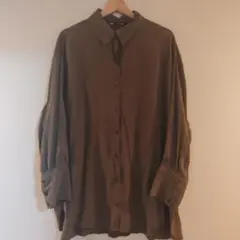 ZARA 長袖シャツ カーキ Lサイズ
