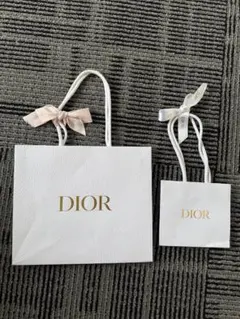 Dior ホワイトショップ袋 大小セット
