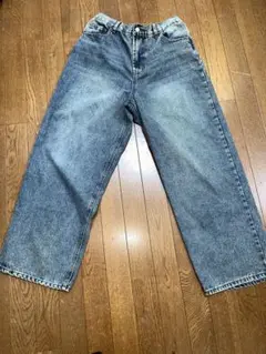 ライトブルーワイドレッグデニムパンツ　LL