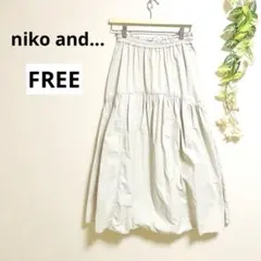 niko and... ニコアンド 切替 ギャザー ロングスカート アイボリーFのサムネイル