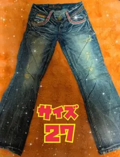 REDPEPPER　ダメージジーンズ　カラフル刺繍　 デニムパンツ