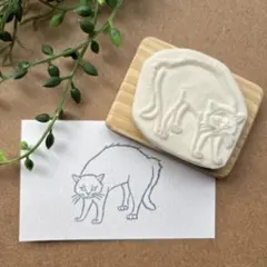 どうぶつの消しゴムはんこ　猫　やんのかステップ　再販