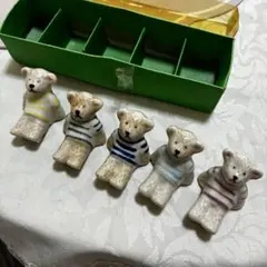 昭和レトロ　陶器製　箸置き　5個セット　くま