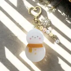 雪だるまキーホルダー　オレンジ　名入り　SnowMan