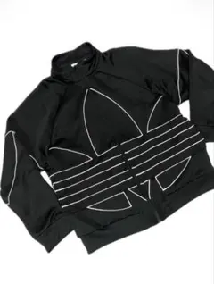 ＊週末＊【アディダス】トレフォイル 両面 デカロゴ ジャージ ブラック 黒 XL