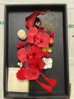 赤＆金　胡蝶蘭&カラー髪飾り 和装 成人式 卒業式 結婚式　前撮り 色打褂