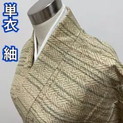 ☆KL3214 単衣 紬 身丈149cm 正絹 単衣着物