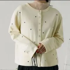 フリークスストア　ミニハート刺繍 コンパクトカーディガン オフホワイト